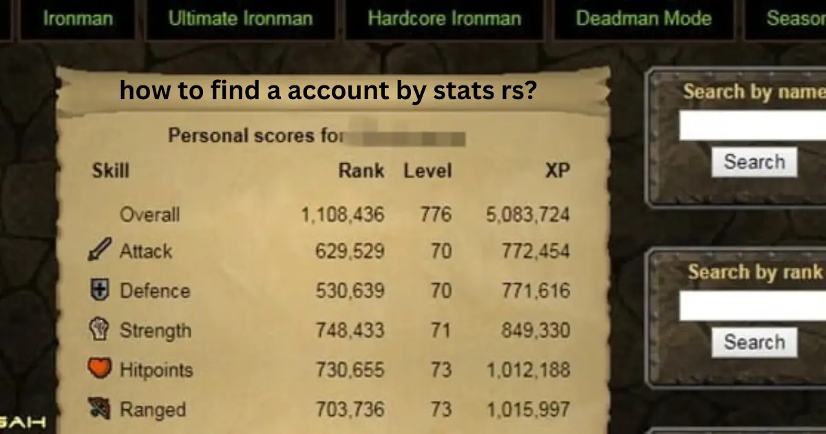 how to find a account by stats rs